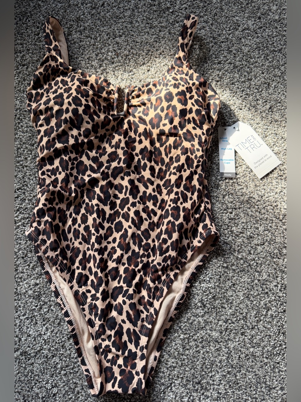 Time and Tru Swimwear Tag - White with Blue Text